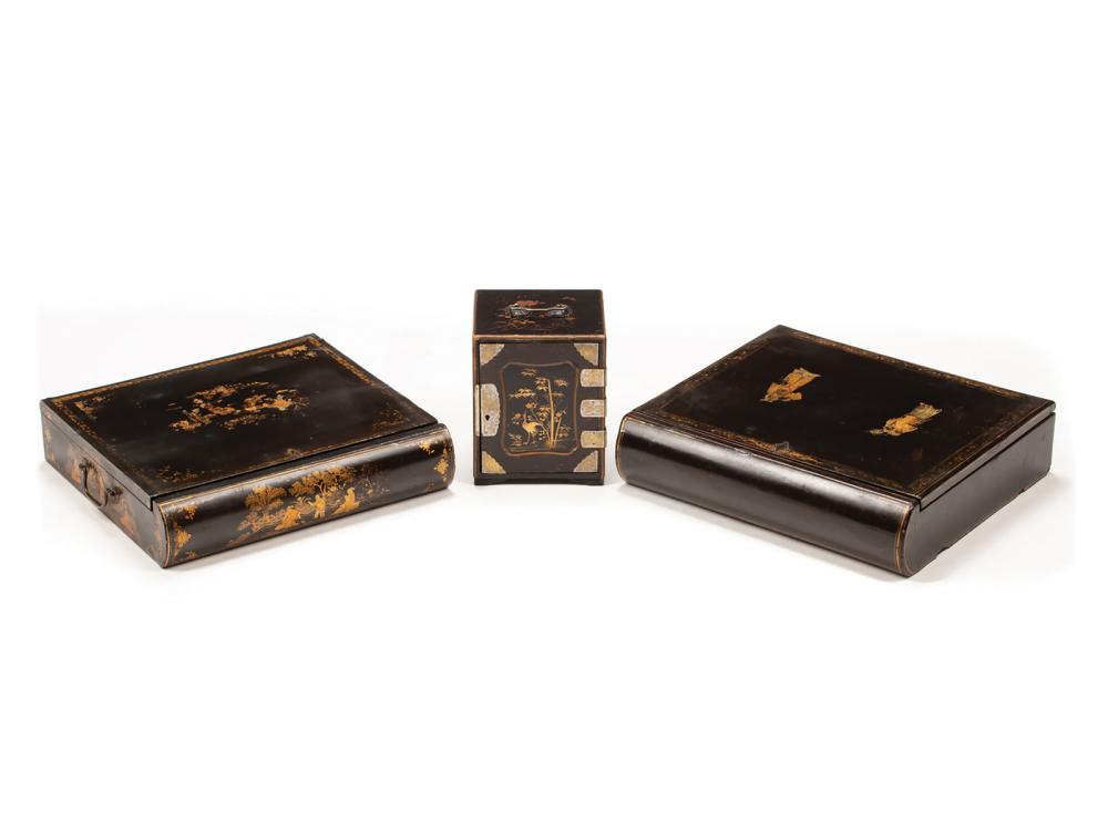 THREE JAPANESE LACQUER BOXESThree