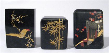 Three Japanese lacquer kogo boxes