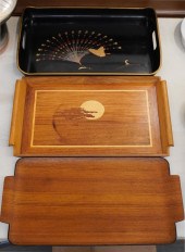 THREE JAPANESE LACQUERED OR IN