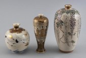THREE JAPANESE SATSUMA PORCELA
