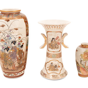Three Japanese Satsuma Vases 20th
