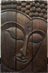 THREE JAPANESE STAINED WOOD FA