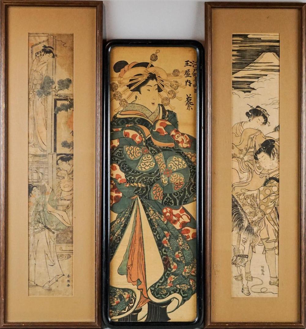 THREE JAPANESE WOODBLOCK PILLAR