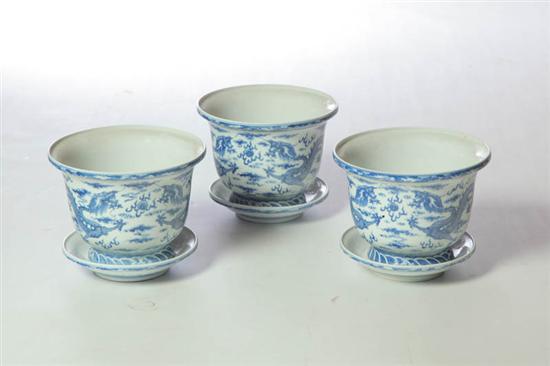 THREE JARDINIERES.  Asian  probably