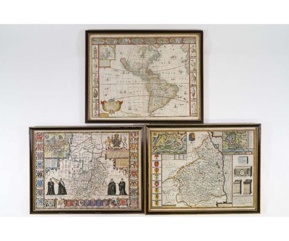 Three Jodocus Hondius colorful maps