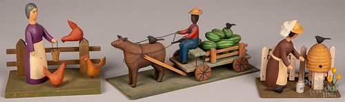 THREE JOHN CARLTON CARVED AND