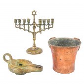 THREE JUDAICA METAL TABLE ARTI