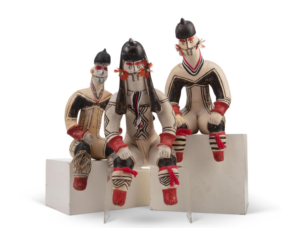 THREE KARAJá POTTERY FIGURESThree