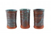 THREE KARL MARTZ POTTERY TUMBL
