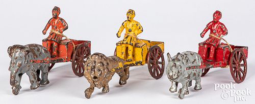 THREE KENTON CAST IRON CIRCUS