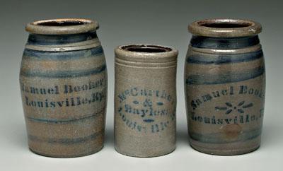 Three Kentucky stoneware canning