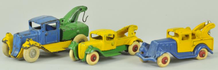 THREE KILGORE WRECKERS Cast iron