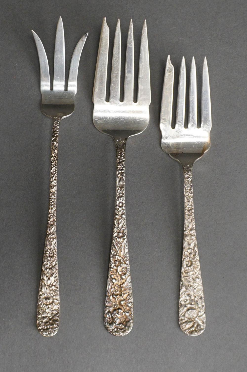 THREE KIRK 'REPOUSSE' STERLING
