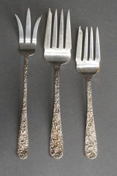 THREE KIRK 'REPOUSSE' STERLING