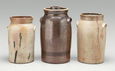 Three Kline stoneware churns: one