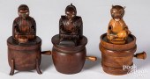 THREE KOBE CARVED AND PAINTED