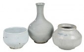 THREE KOREAN BLUE GLAZED PORCE