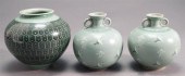 THREE KOREAN CELADON CRACKLE G