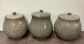 THREE KOREAN CELADON GLAZED ST