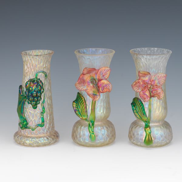 THREE KRALIK CZECH ART GLASS
