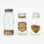THREE LABELED GLASS SEALER JAR
