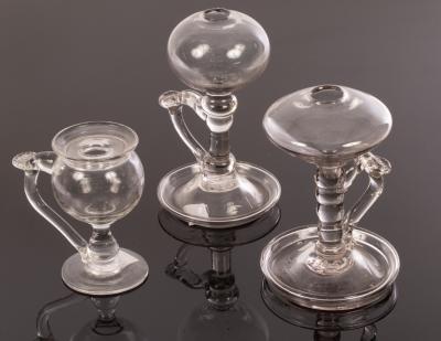 Three lacemaker's lamps, each