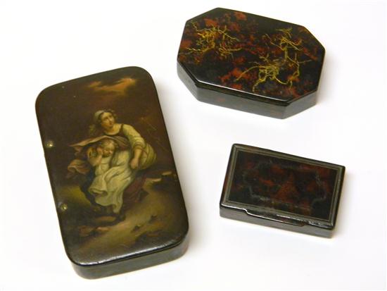 Three lacquer/papier mache