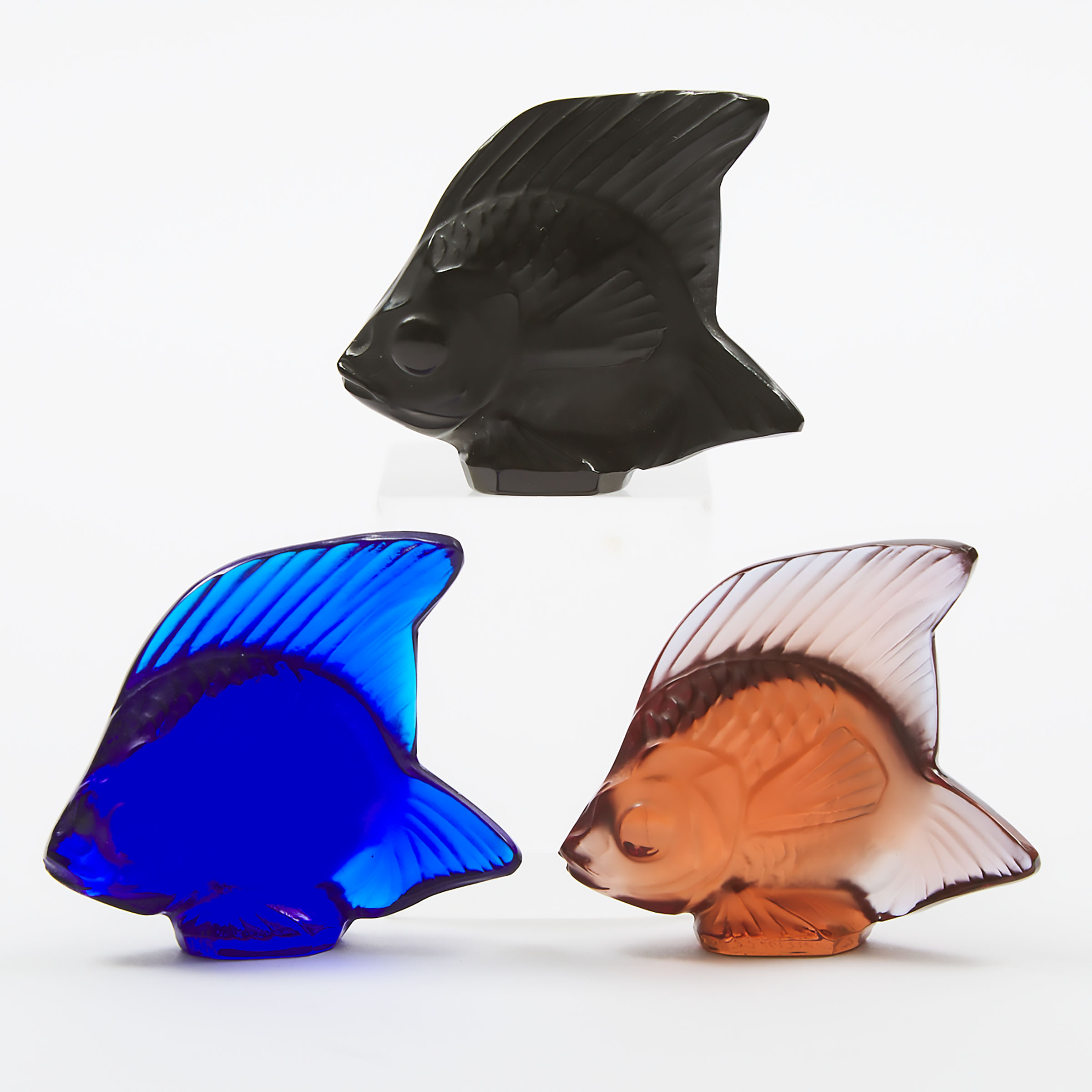 Three Lalique Coloured Glass