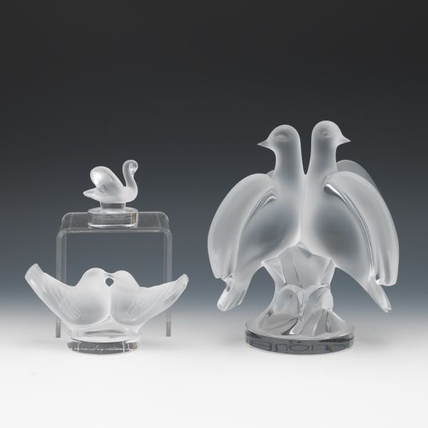 THREE LALIQUE CRYSTAL BIRD