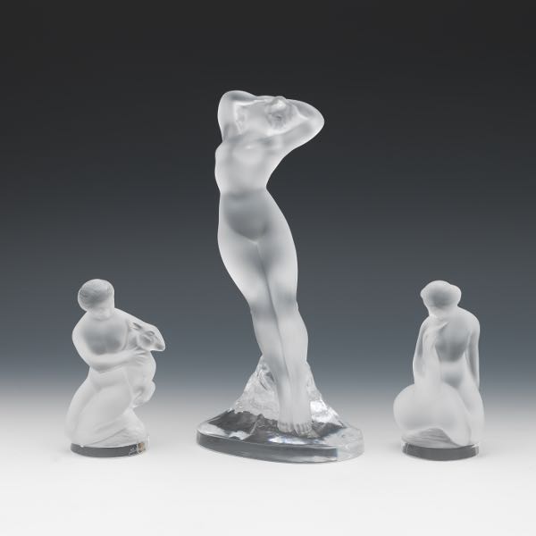 THREE LALIQUE CRYSTAL FEMALE