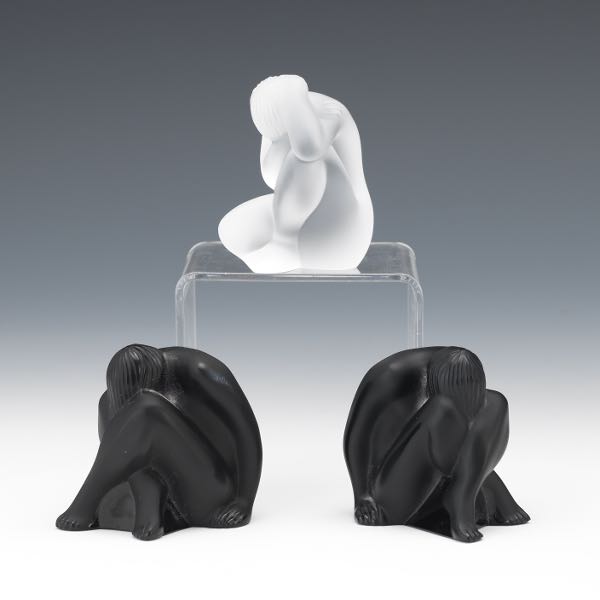 THREE LALIQUE CRYSTAL NUDE
