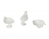 THREE LALIQUE CRYSTAL "PERDRIX