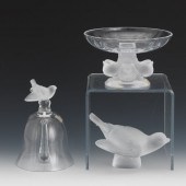THREE LALIQUE CRYSTAL SPARROW