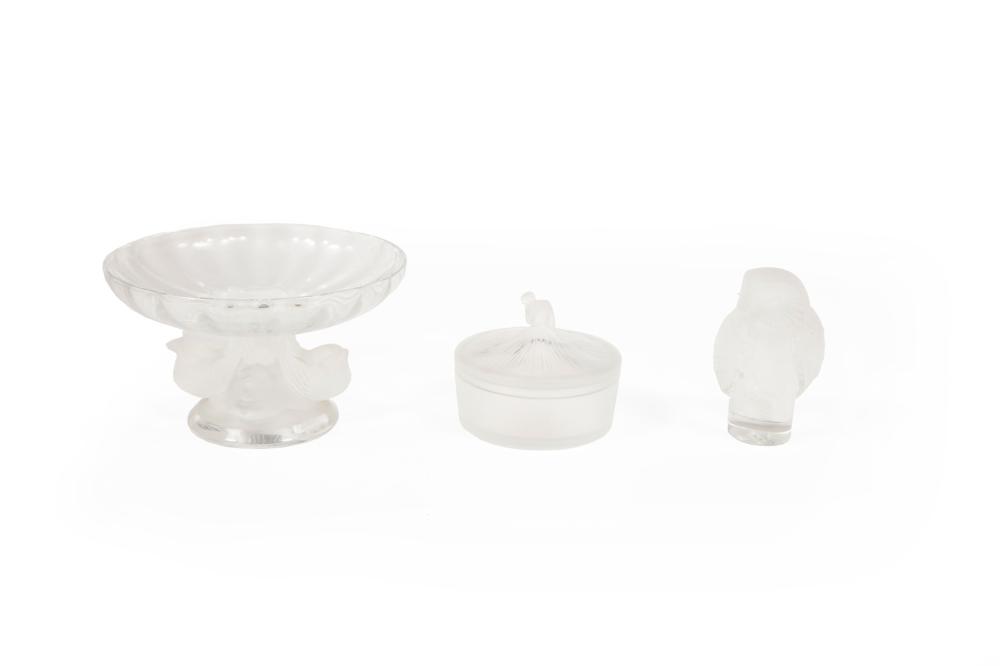 THREE LALIQUE CRYSTAL TABLE