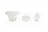 THREE LALIQUE CRYSTAL TABLE IT