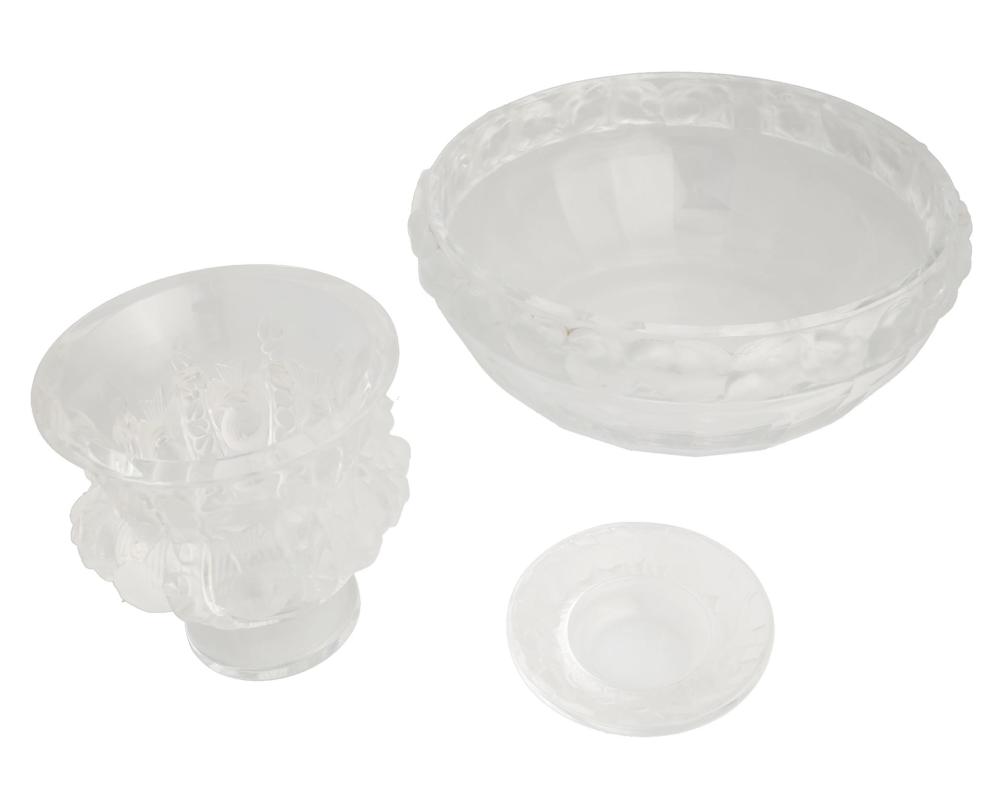 THREE LALIQUE CRYSTAL TABLE