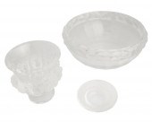THREE LALIQUE CRYSTAL TABLE IT