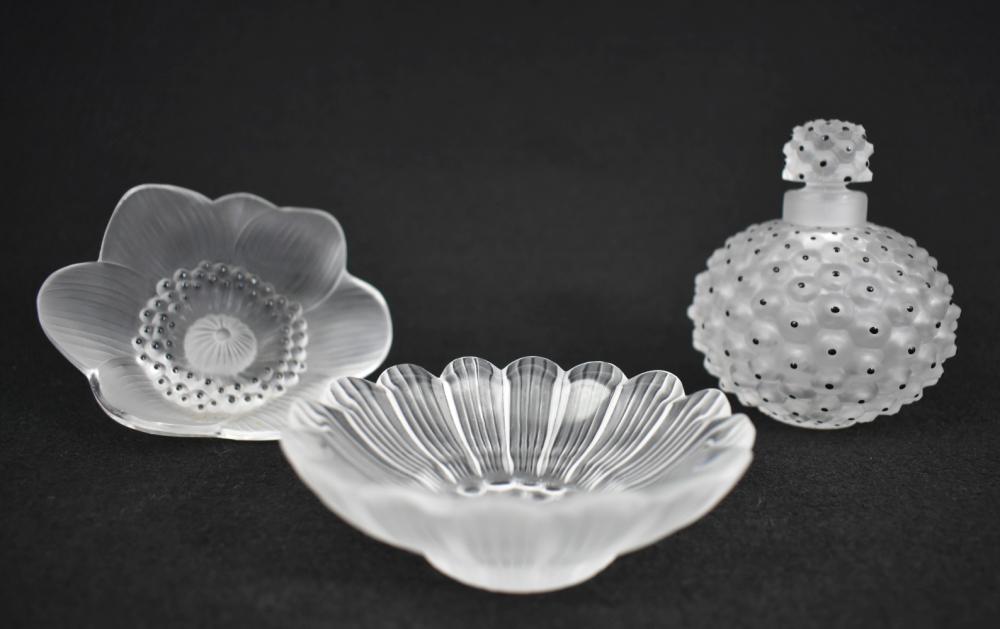 THREE LALIQUE DRESSING TABLE