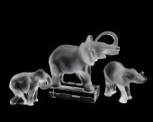 THREE LALIQUE FRANCE CRYSTAL E