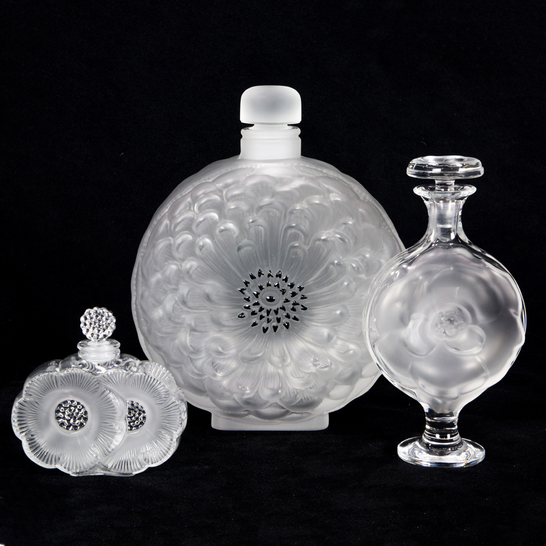 THREE LALIQUE FROSTED AND CLEAR