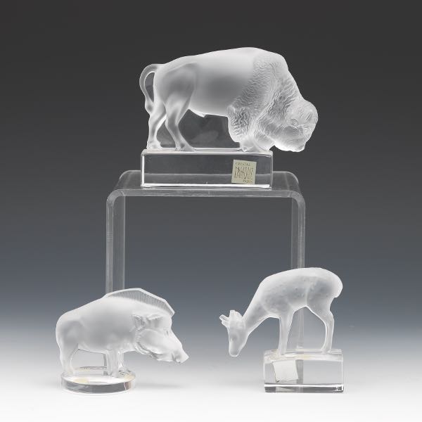 THREE LALIQUE GLASS ANIMAL