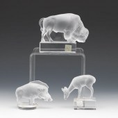 THREE LALIQUE GLASS ANIMAL FIG