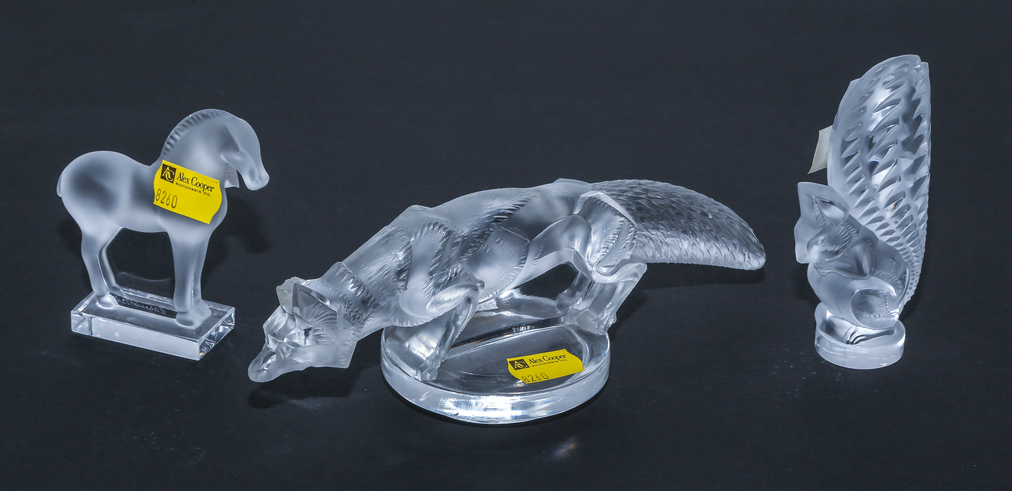 THREE LALIQUE GLASS ANIMALS Modern;