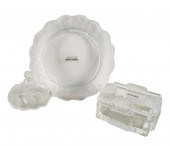 THREE LALIQUE GLASS ARTICLESea