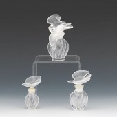 THREE LALIQUE GLASS PERFUME BO
