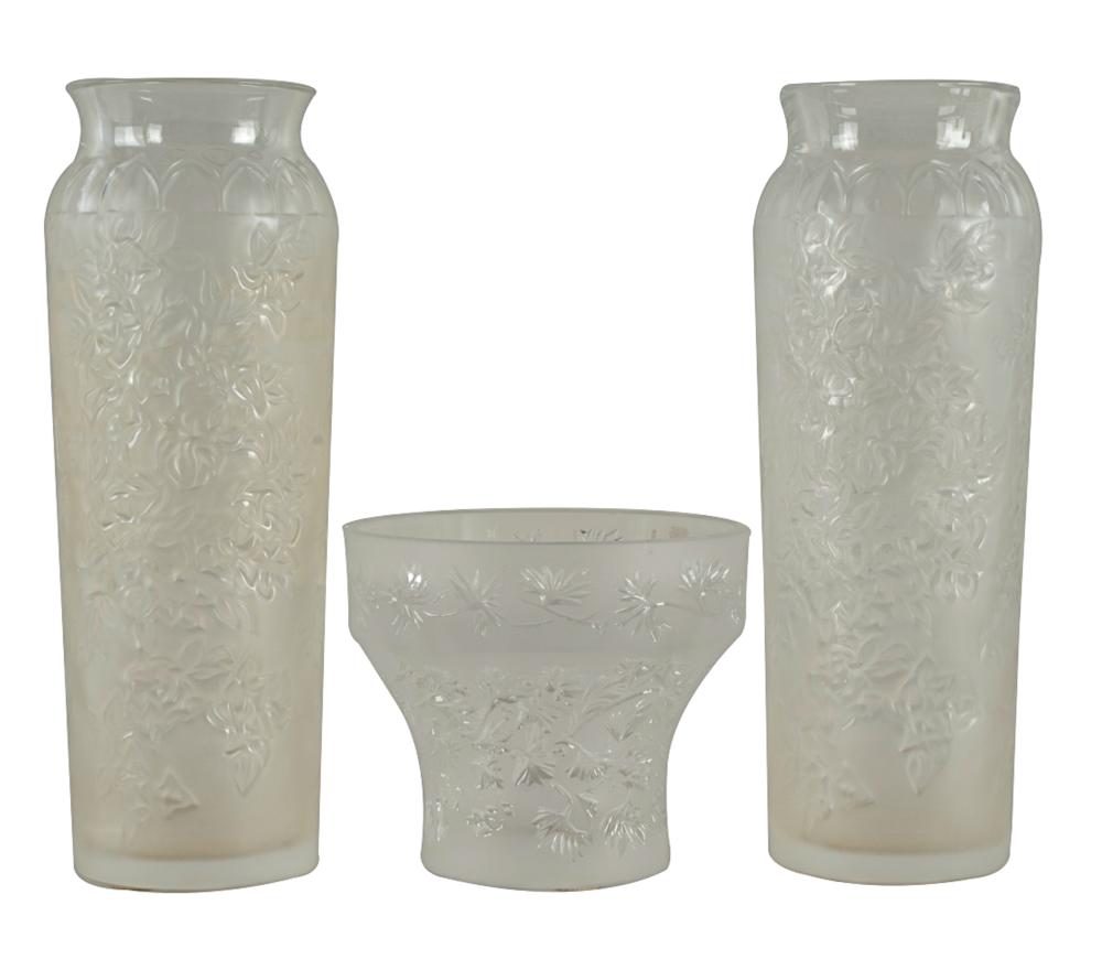 THREE LALIQUE GLASS TABLE