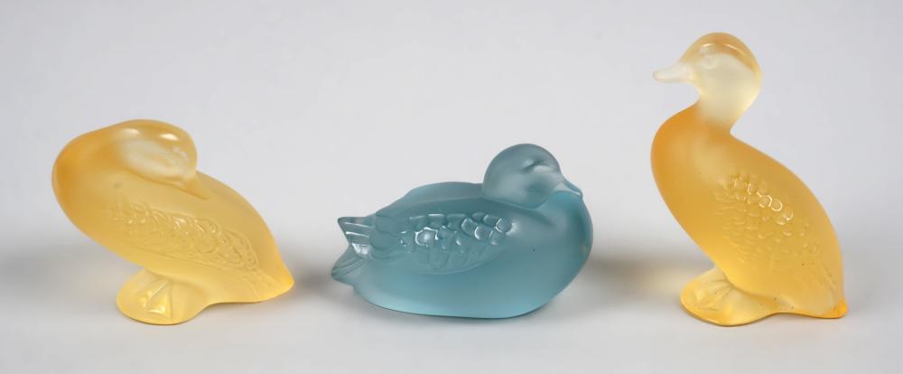 THREE LALIQUE MODELS OF DUCKS: