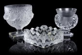*Three Lalique Molded and Fros