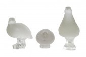 THREE LALIQUE MOLDED GLASS BIR
