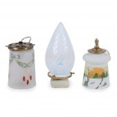 THREE LAMP SHADES WITH FIXTURE